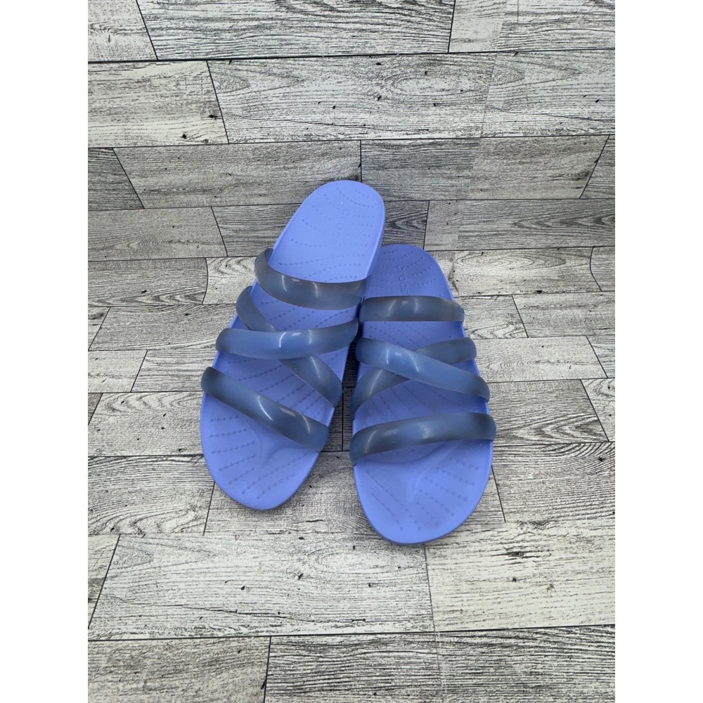Crocs Tulum Strappy Sandals Women Size 9 Iris Purple Translucent Slide 206107‎